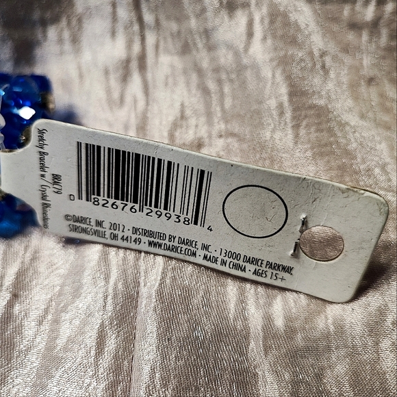 Vibrant Blue Aurora Borealis Prong Set Clear Rhinestone Stretch Bracelet NWT - Picture 8 of 10